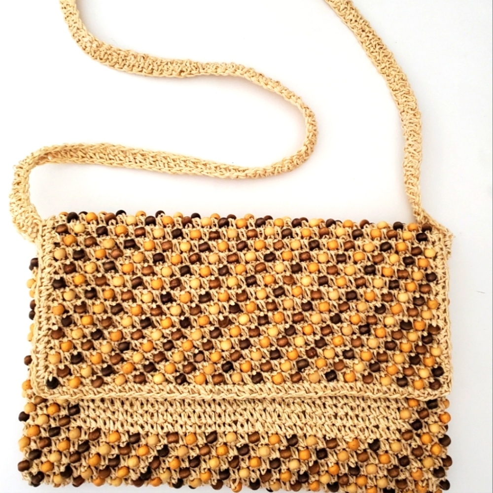 Straw Studio Beaded Crossbody Bag.